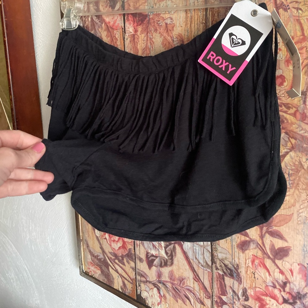 ROXY SURF BOHO FRINGE LOUNGE SHORTS BLACK - Picture 10 of 13